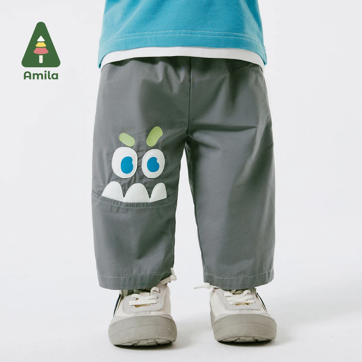 Amila Baby Slacks Spring 2024 New Cartoon Print Skin-friendly Casual Boy Bottoms High Quality Baby Clothes