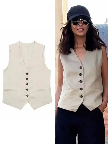 HH verano mujeres elegante sólido de un solo pecho cuello en V chaleco Casual Top mujer moda Oficina señora Chic prendas de vestir exteriores chaleco