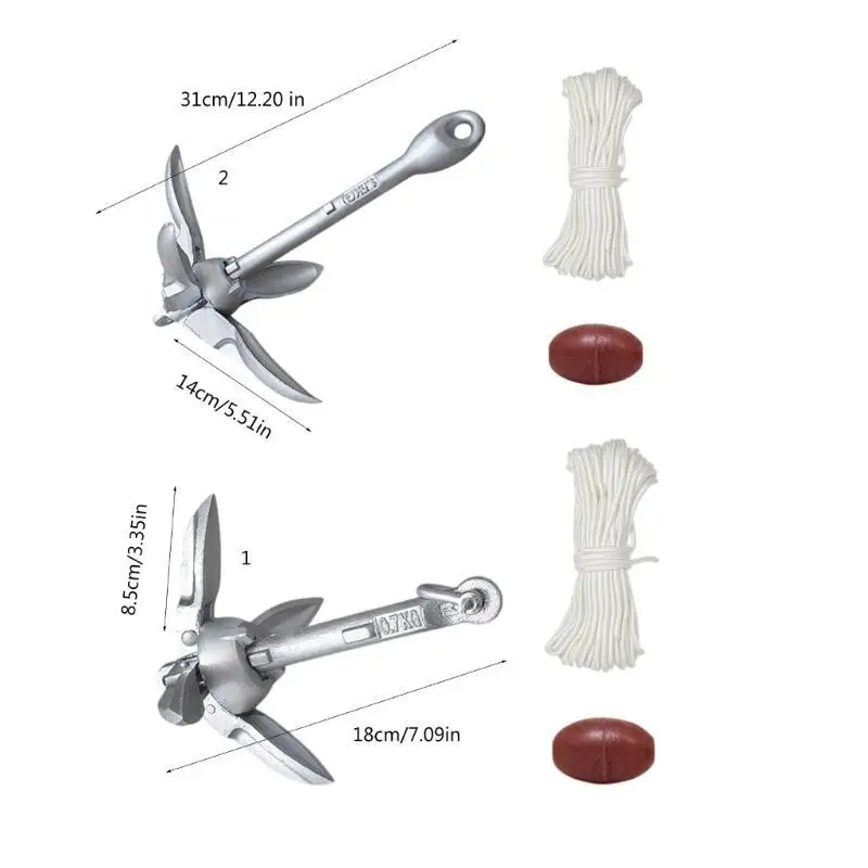 652F Składane kotwice Akcesorium z liną o długości 25,61 m do kajaków wędkarskich i małych łodzi