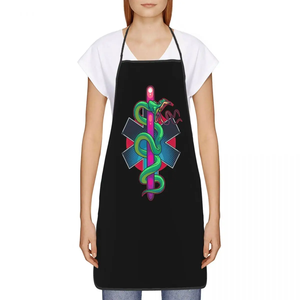 Funny Star Of Life Bib Aprons Women Men Kitchen Chef Emt Paramedic Medic Ambulance Tablier Cuisine for Cooking Baking Gardening