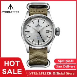 STEELFLIER Official SF790 Luxury GMT Mechanical Wristwatch Pilot NH34 Auto Movement Onion Crown 200M Waterproof White Dial Watch