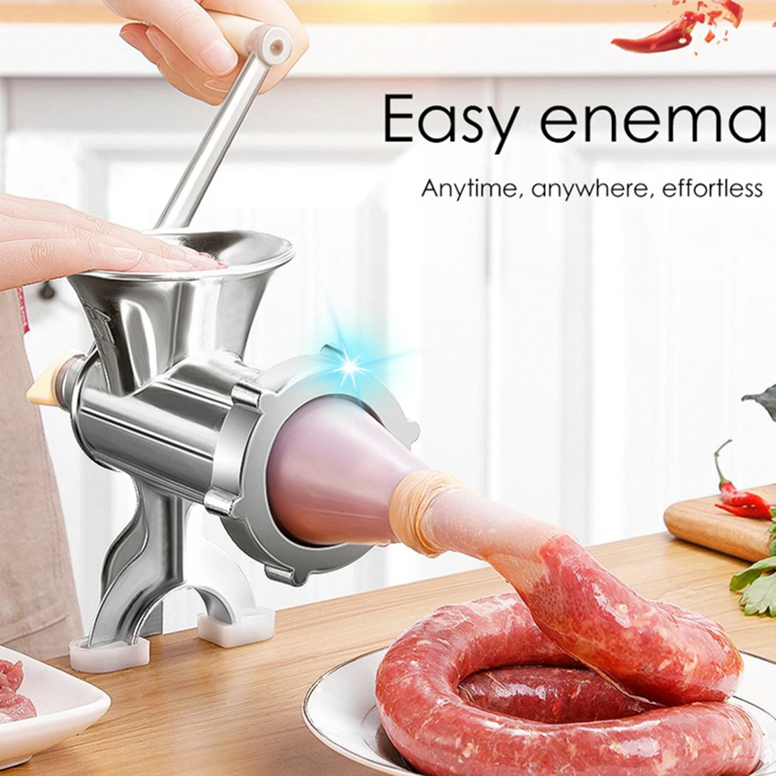 Stainless Steel Manual Meat Grinder Table Hand Operated, Multifunction Pasta Maker Beef Sausage Maker Home Kitchen Tool