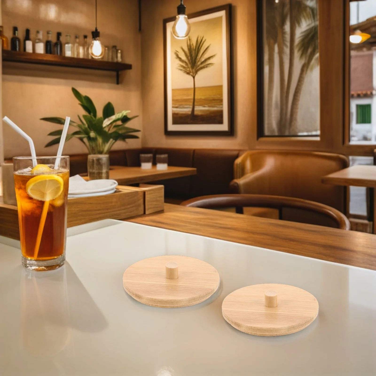 

Bamboo Cotton Swab Storage Box Lid Elegant Cover for Cotton Buds Dispenser Canister Jar Bathroom Organizer