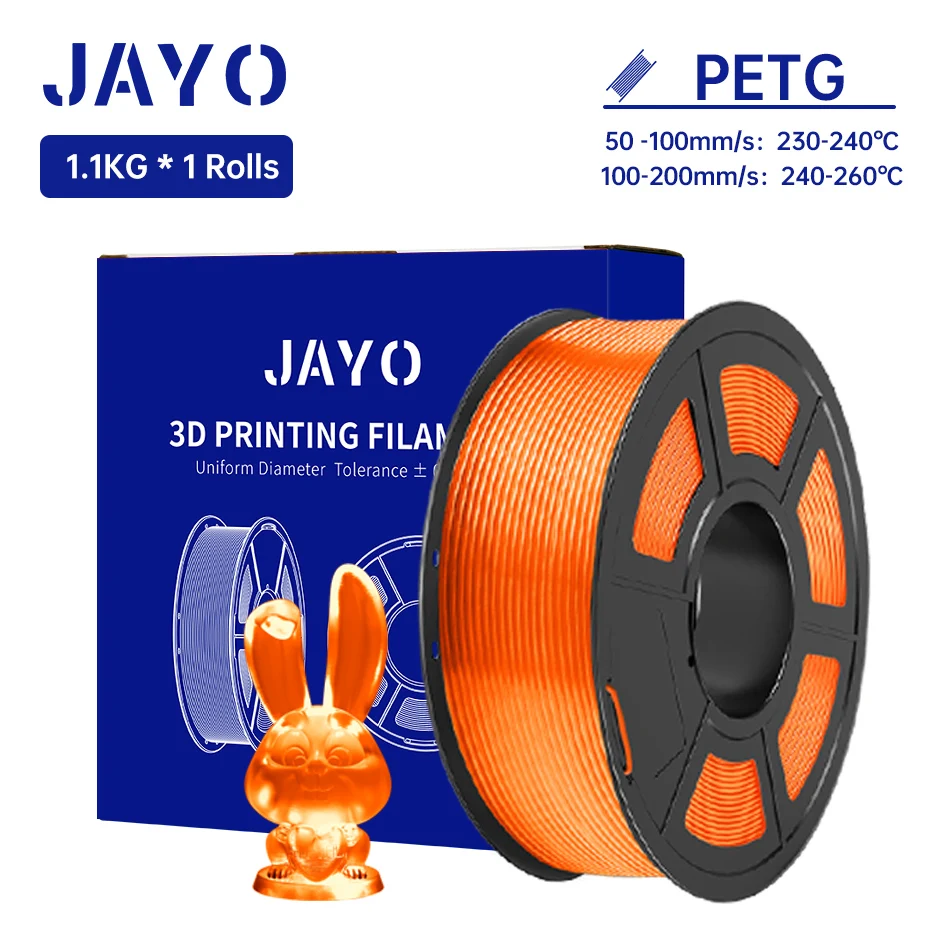 JAYO PETG/PETG Helder 3D-printerfilament 1,75 ± 0,02 mm 1,1 kg/rol Hoge taaiheid Netjes gewonden filament Geschikt voor de meeste FDM-printers