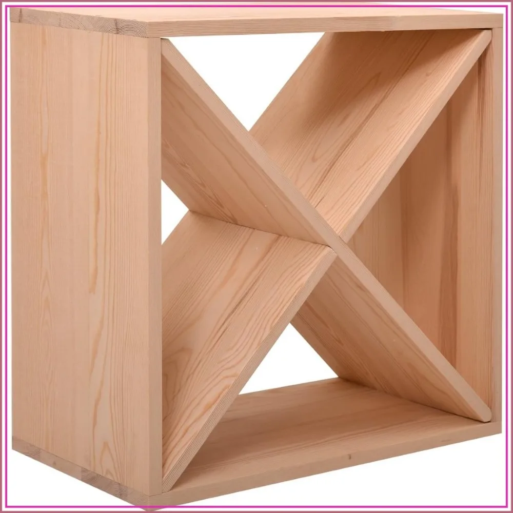 24 Bottle Wine Rack Holder Compact Cellar Cube Storage Kitchen Decor Wood Display Home Natural