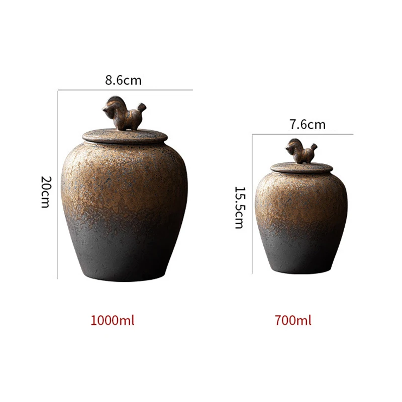 Japanese Style Vintage Stoneware Tea Caddy Ceramic Airtight Jar Storage Tea Cans Tea Box Tea Container Decorative Jar Sugar Bowl