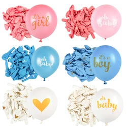 10pcs Oh Baby it's a girl it's a boy Latex Balloons Pink Blue Heart Balloons for Baby Shower Party Gender Reveal 1st Birthday