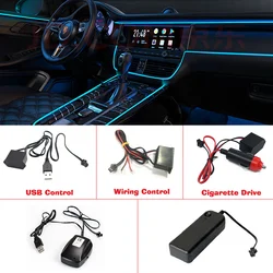Car Interior Decorative Lamps Strips Atmosphere Lamp Cold Light Decorative Dashboard Console Auto LED Ambient Lights 1/3/4/5M
