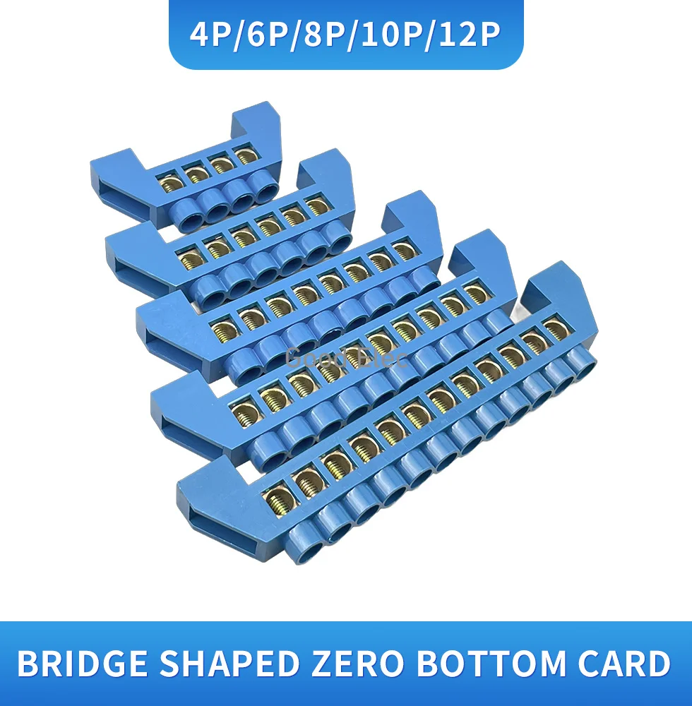 Blue Bridge Design Zero Line 4-12 Pole Screw Brass Copper Grounding Strip Terminal Block Connector Earth And Neutral