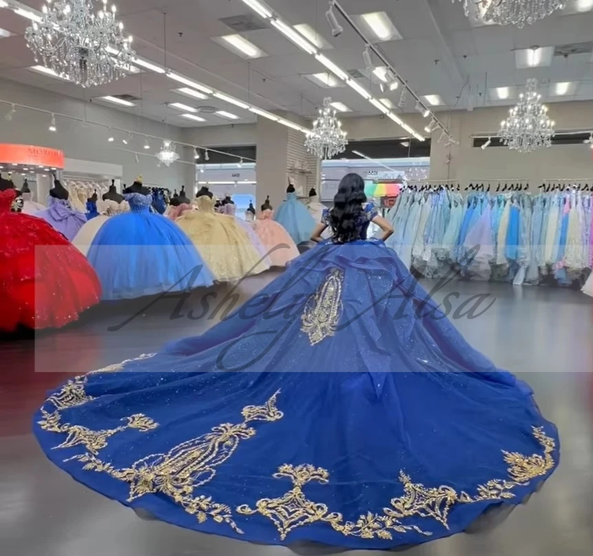 Robes de Quinceanera personnalisées pour femmes, appliques en dentelle, gonflées, bleu mexicain, Sweet Girl, Off Initiated, Bal, Vincde fête d'anniversaire, 15, 16