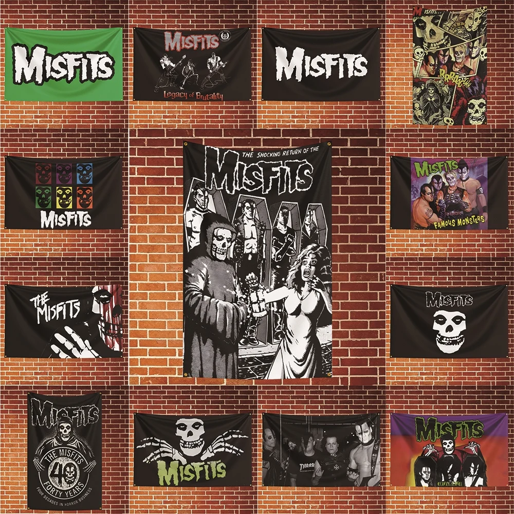 Misfits Music Flag Banner For Fan Cave Watch Party Tailgate Gathering Indoor Outdoor Backyard Home Festival Ornament Supply