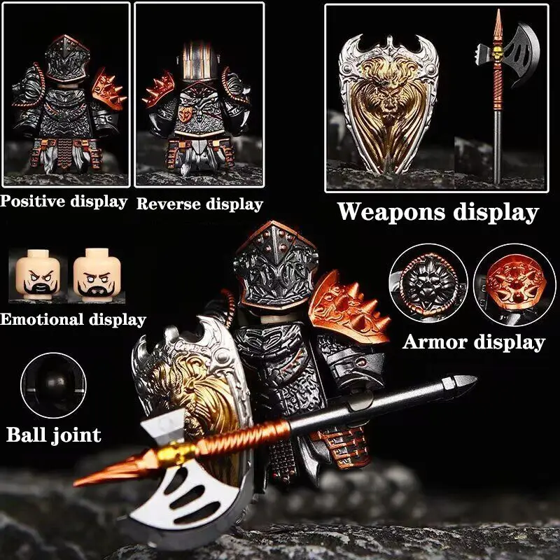 روح المعركة العسكرية في العصور الوسطى MOC، فارس هورتون، طاولة مستديرة فارس لانسلوت، تماثيل مكعبات البناء المجمعة للملك آرثر #2