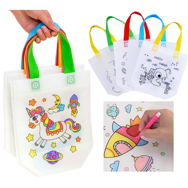 Graffiti Tasche Kinder Zeichnung Spielzeug Farbige Markierung Malerei Vlies Geschenk Tasche Handwerk Bunte Füllung Malerei DIY für Kind TMZ
