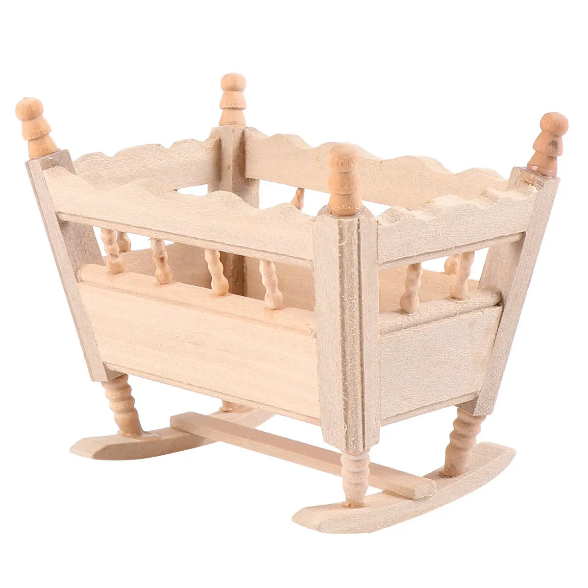 

Mini Cradle Furniture Made of Natural Wood for Mini House Interiors Adorable Lightweight Design Artistic Room Decor Kids Gift