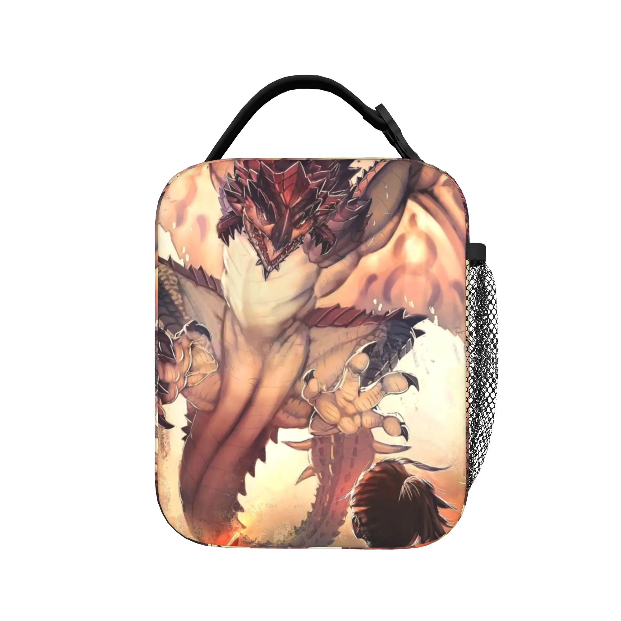 Monster Hunter Rise Insulated Lunch Bag  MHW Game Kanji  Risemonster Meal Container Thermal Bag Lunch Box Tote Bento Pouch