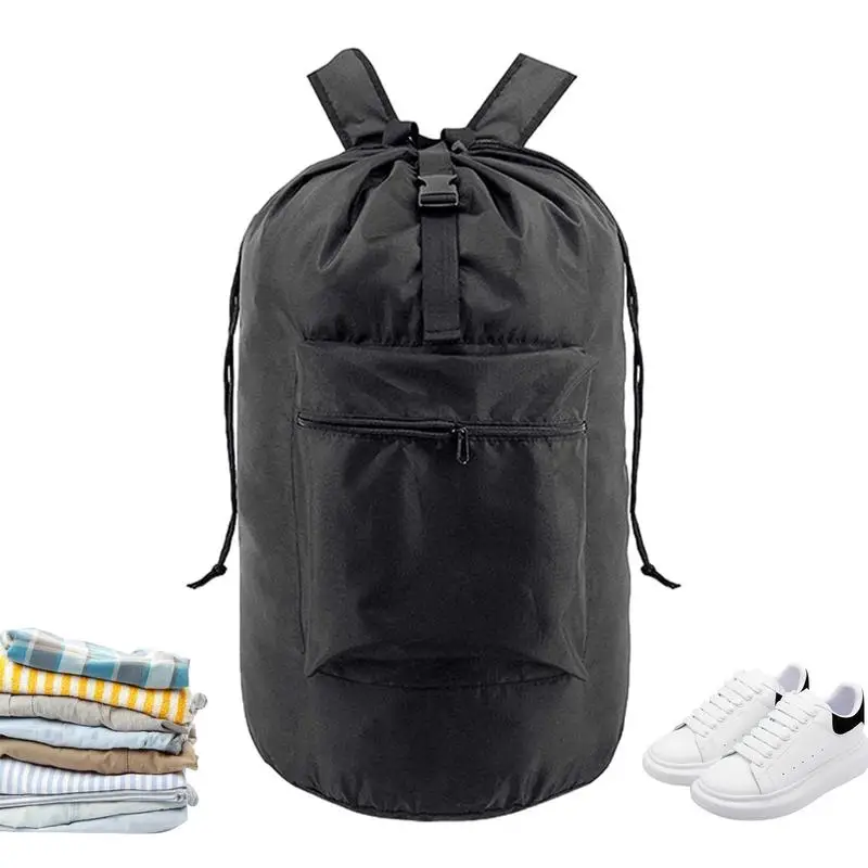 

Laundry Bag With Straps Waterproof Clothes Laundry Hamper Portable Adjustable Shoulder Straps And Pockets Dorm Laundry Bag For