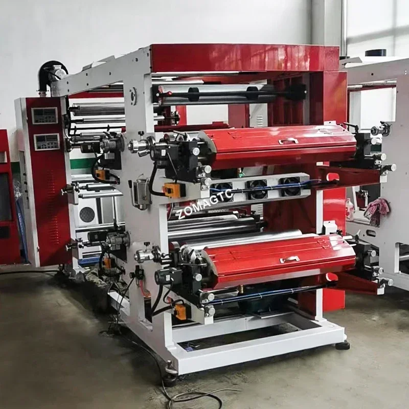 Automatic Cheap Flexo Printing Machine 4 Colors Press Flexographic Printer With Metal Anilox Roller Rubber Roller