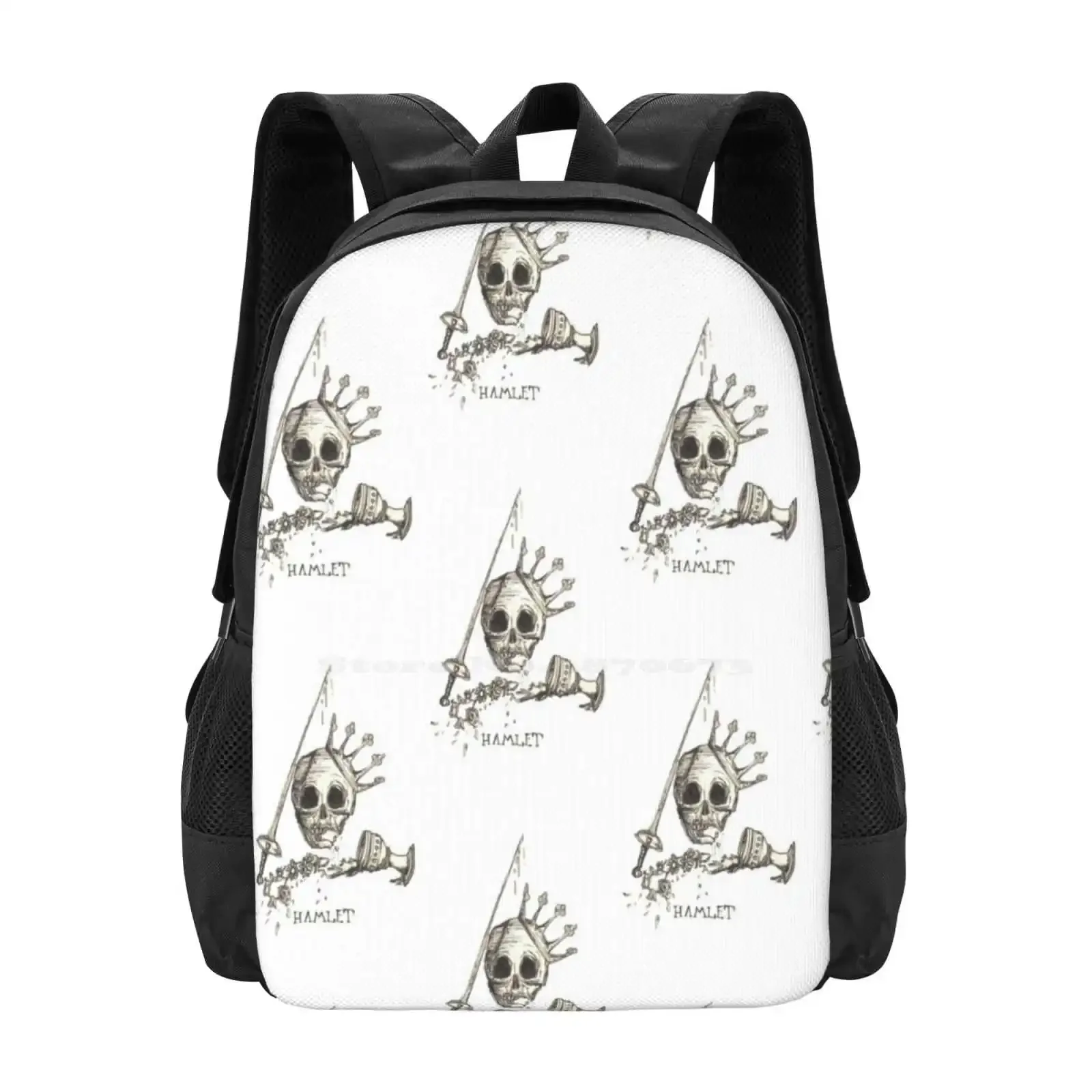 

Hamlet Skull Pattern Hot Sale Schoolbag Backpack Fashion Bags Hamlet Tragedy Shakespeare Thespian Acting Play King Royalty Dark