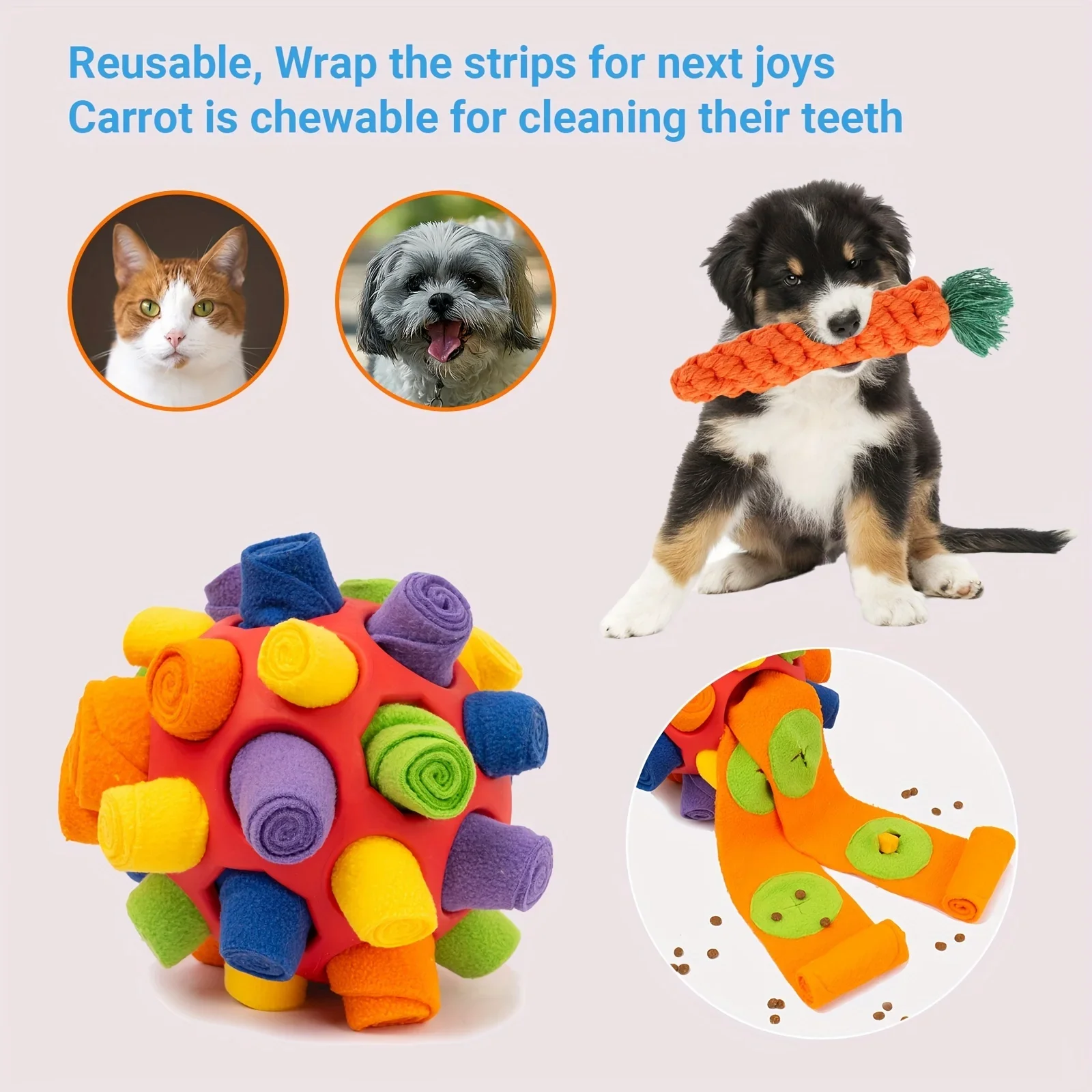 Dog Snuff Ball - Interactive Educational Dog Toy Encourages Natural Foraging Skills, Slow Feeder, for Training and Stress Relief