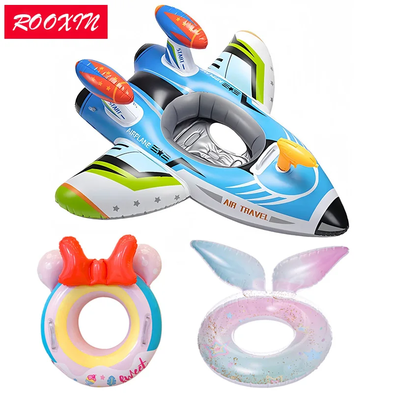 Rooxin Airplane Swim Ring Tube Inflatable Swimming Ring Seat Swim Circle Pool Float Water Play Tube Beach Party