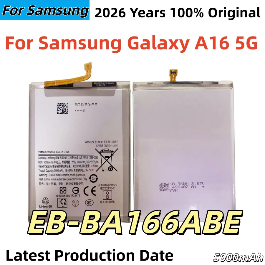 Latest Production Date EB‑BA166ABE 5000mAh Replacement Battery For Samsung Galaxy A16 4G A16 5G A17 4G A17 5G Li‑Po Spare Parts