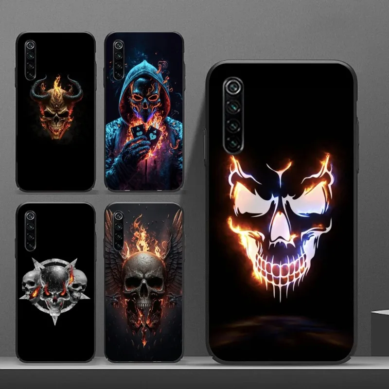 Fire Skull Head Smart Phone Case for Realme GT 2 9i 8i 7i Pro X50 X2 C35 C21 C20 C11 C3 Black Soft Phone Cover Funda