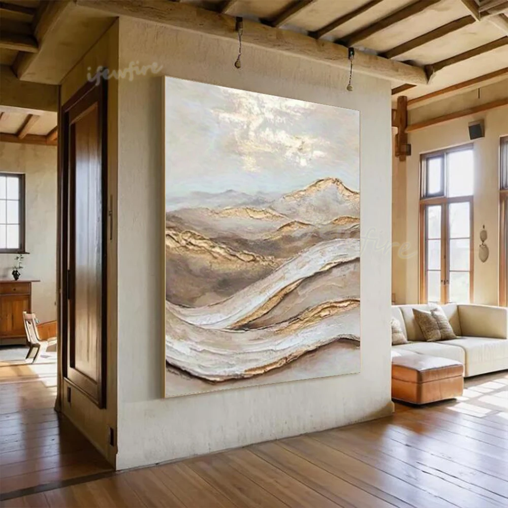 Modern Abstract Oil Painting on Canvas Handmade Natural Mountains Mural Thick Layer Wall Art Picture for Living Room Decor Image