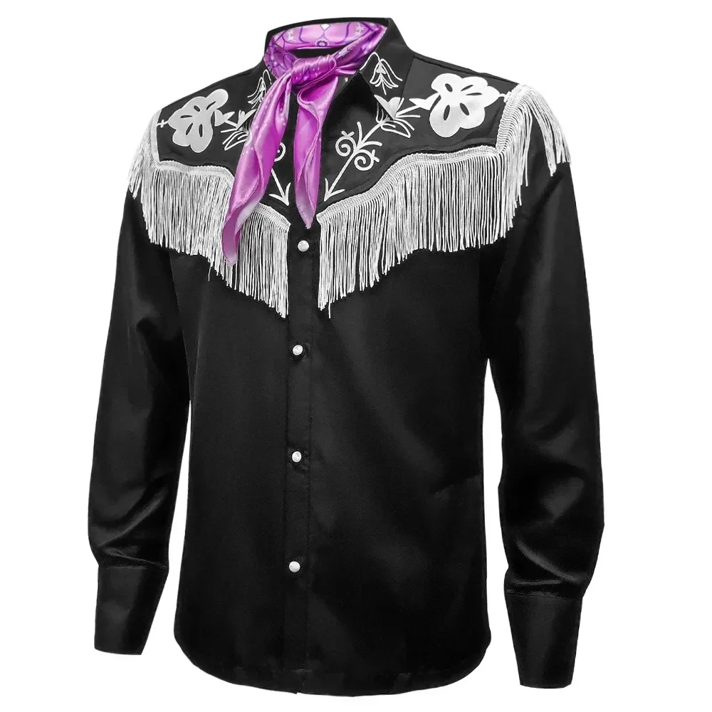 Movie Ken Cosplay Costume Prince Disguise Cowboy Black Shirt Tops PinkMen Halloween Carnival Party Ken Disguise RolePlay Suit