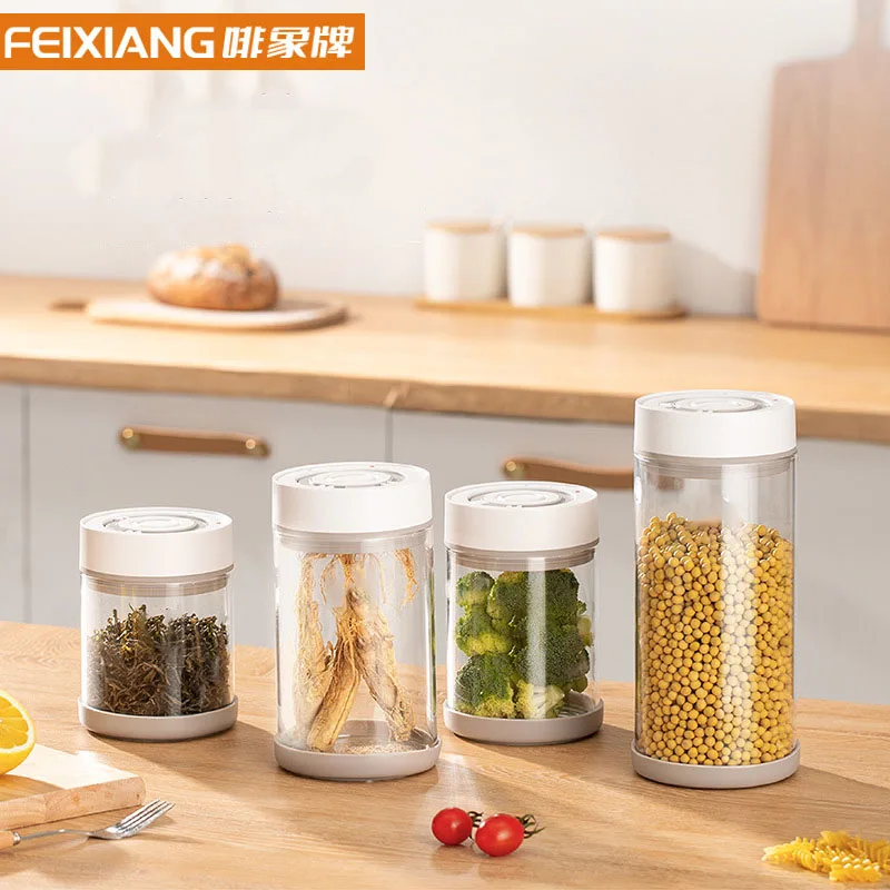 

600/950/1350ml Electric Vacuum Coffee Beans Glass Storage Jar Large Capacity Tea Hermetic Organizer Cans Loose Reusable