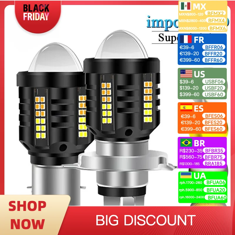 

Super Bright Motorcycle Accessories LED Bulb H4 Hi/Lo Beam H6 BA20D P15D explorers Spotlight For Moto Scooter ATV White 12V