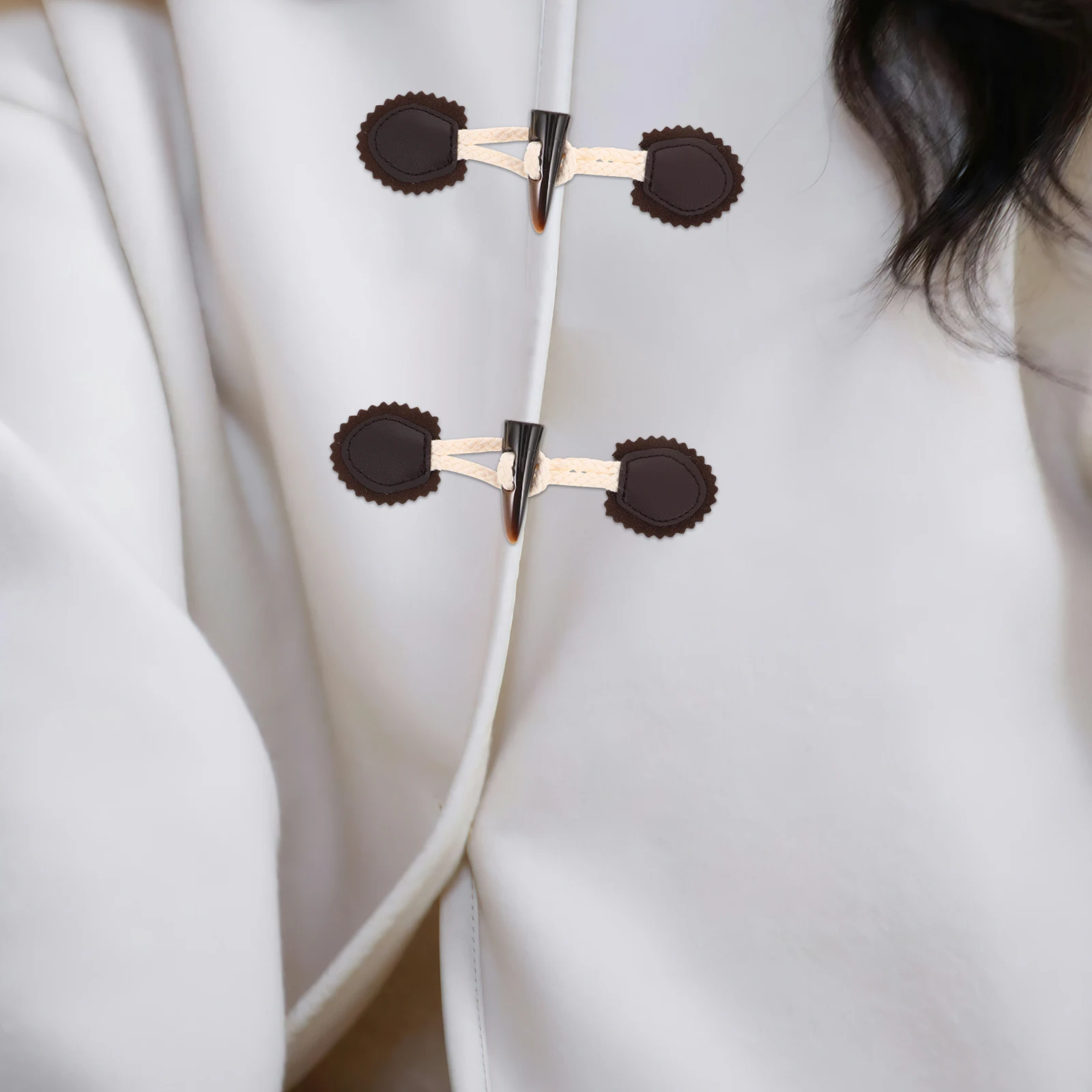 

6 Pair Horn Buttons for Clothes Resin Rope Toggle Coats Vintage Style Durable Design Sewing Thread Fasteners Toggles DIY