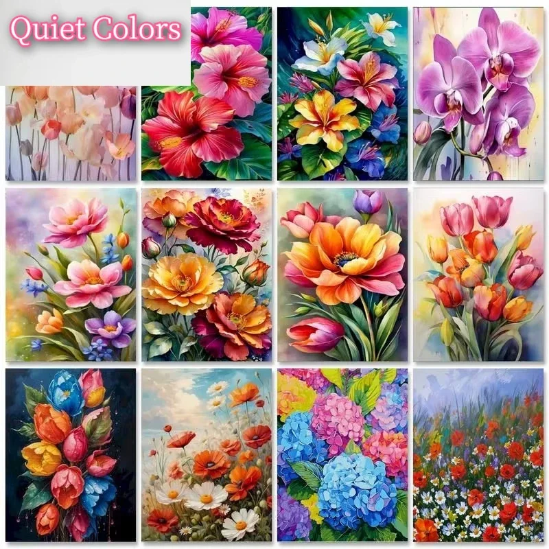 

40x50 см безрамная картина «сделай сам», комплект по номерам, картина с цветами, краска для рукоделия, холст, картина с номером для домашнего декора -framele