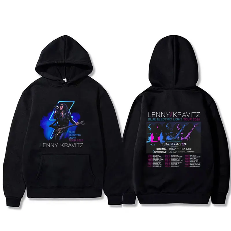 

Lenny Kravitz Blue Electric Light Tour 2025 Hoodie Male Fashion Oversized Sweatshirt Men Women Fleece Cotton Pullover Hoodies