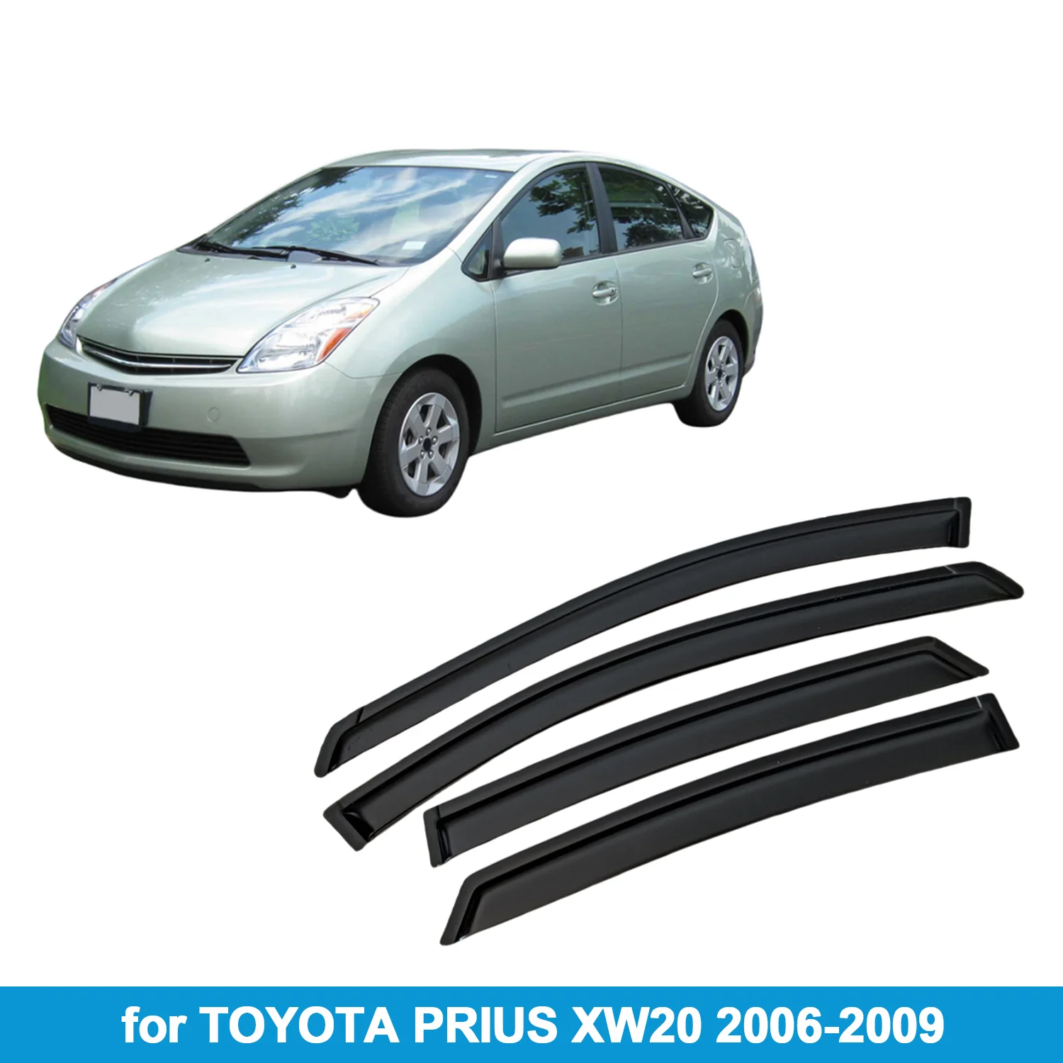 

Window Visor for TOYOTA PRIUS XW20 2006-2009 Rain Guard Side Vent Deflector Weathershield Outside-Mount Tape On