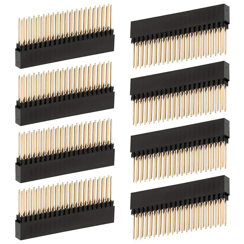 SMIEA 8 pezzi, 2X20 (40 pin) femmina extra alta passo 0,1 pollici intestazione impilabile per Raspberry Pi A+/B+/Pi 2/Pi 3 intestazione extra alta