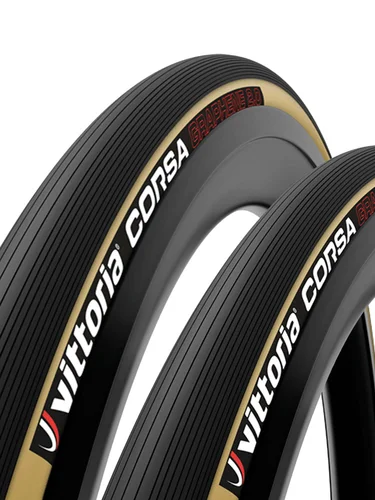 Imagen 2 del producto VITTORIA CORSA Rubino Neumático para bicicleta de carretera - Clincher plegable compuesto de grafeno con pared lateral bronceada, para carreras