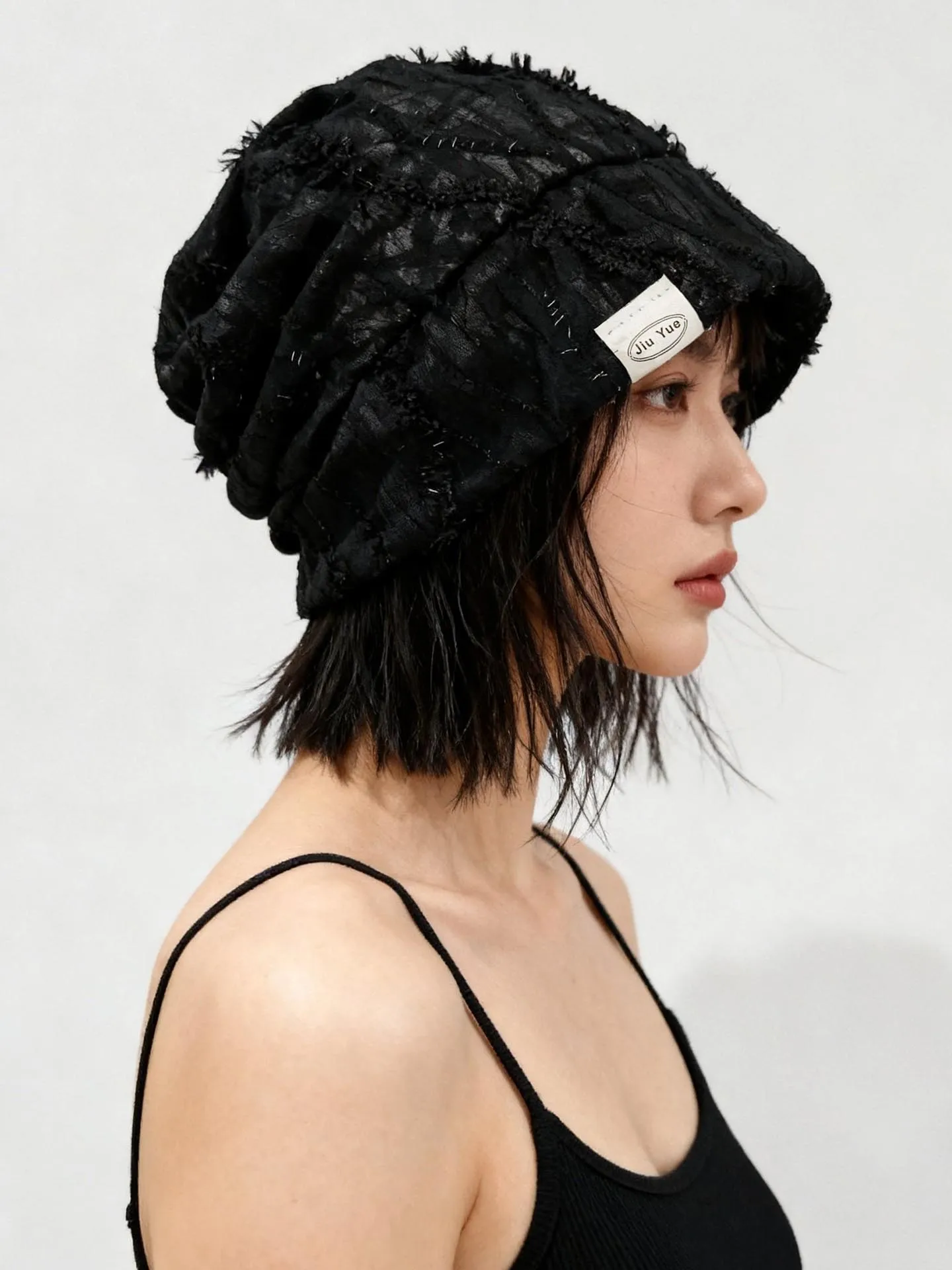 

Korean Style Women's Spring Summer Thin Lace Stripe Bucket Hat Face Slimming Cold Cap Foldable Breathable Polyester Fiber