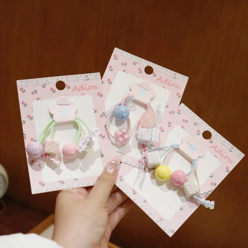 

Baby Girl Hair Rope Cute Sweet Square Hair Rope Children Headwear High Elasticity Ponytails Hair Loop Hair Accessories