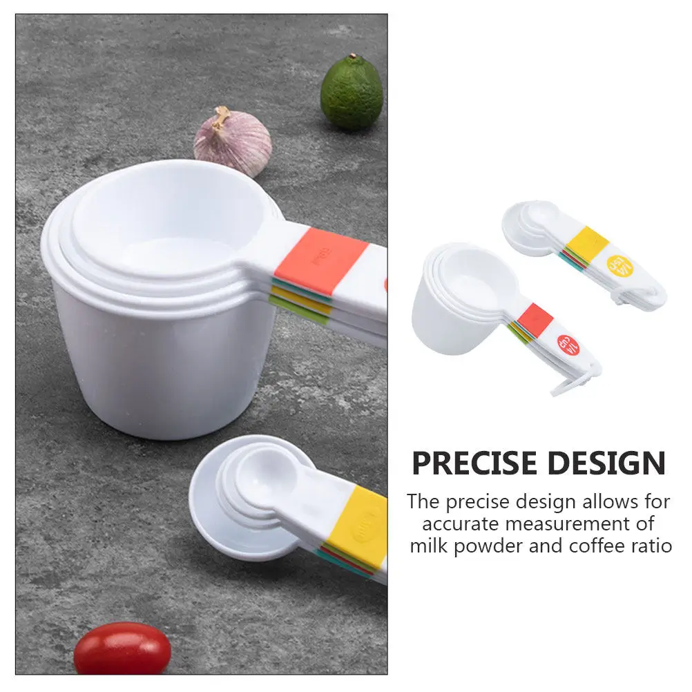 1Set Baking Measuring Spoons Kit Stackable Reusable Plastic Measuring Cups Precise Multi Size Lightweight Scoop for Coffee Milk