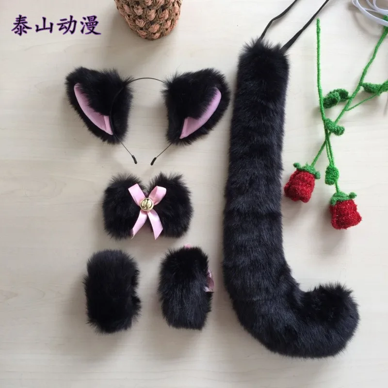 Anime Fox Ears Headband Cosplay Suit Kawaii Fox Tail Cosplay 5-piece Set JK Girl Hallowenn Party Cosplay Accessories Headwear