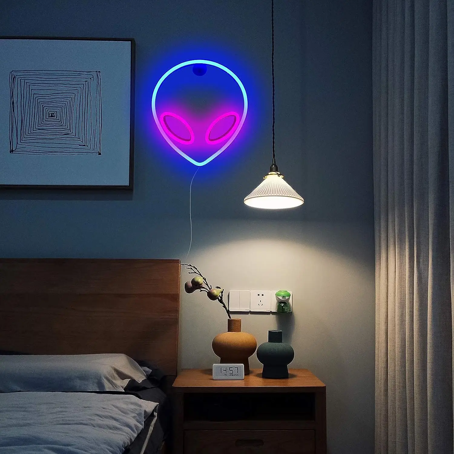 1PC Alien Neon Sign Decorations Neon Lights with USB or Battery Powerd On/Off Switch Cool Alien Light Neon Signs For Bedroom