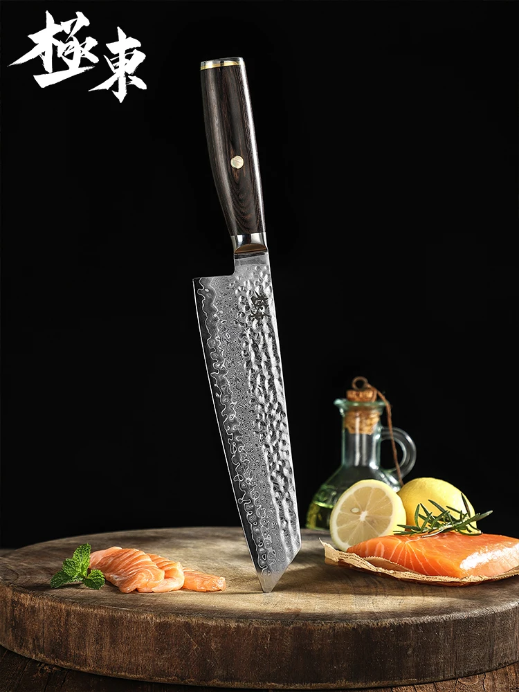 Kyokuto 67-layer V gold 10 Damascus steel Hammering kitchen knife chef Knives 8 inch Chef knives Kengata Free wooden scabbard