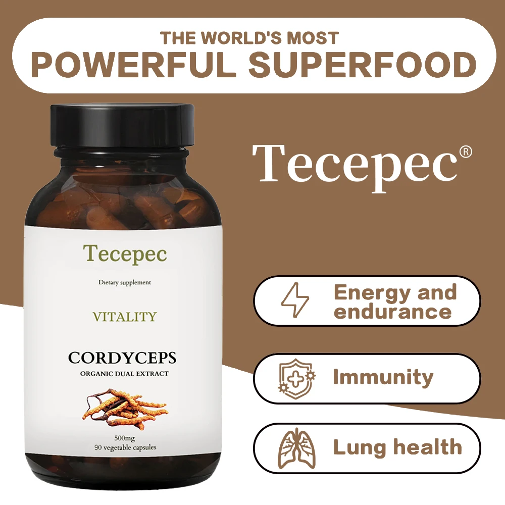 

Organic Cordyceps Capsules, Good for Lung Health, Enhance Endurance, Fight Fatigue, Enhance Immunity, Vitality and Heart Health