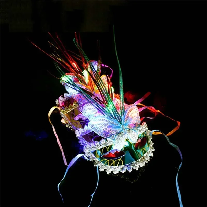 10Pcs LED Light Up Glow Venetian Women Butterfly Mask for Masquerade Party Sexy Costume Ball Christmas Halloween