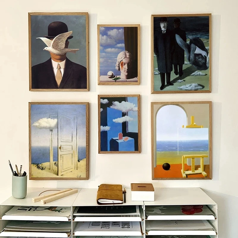 Surrealism Rene Magritte Classic Artwork Reproduction Posters and Print Canvas Painting Wall Art Picture for Living Room Cuadros