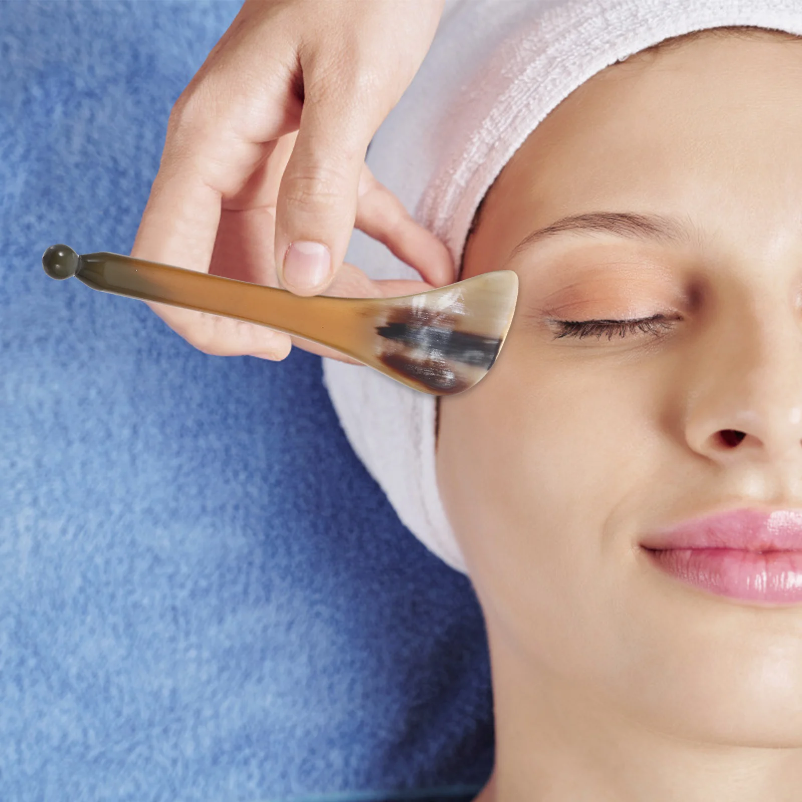 Herramienta de masaje Facial con cuerno de búfalo negro Natural, tablero Gua Sha para el cuidado de los ojos, Spa, antiarañazos, 1 Uds.