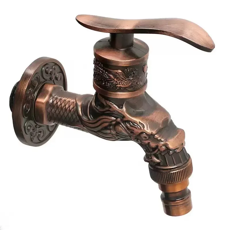 

1PCS Antique Bronze Washing Machine Decorative Outdoor Faucet , Vintage Garden Bibcock Tap Wall Mounted Mop Faucet Zine Alloy