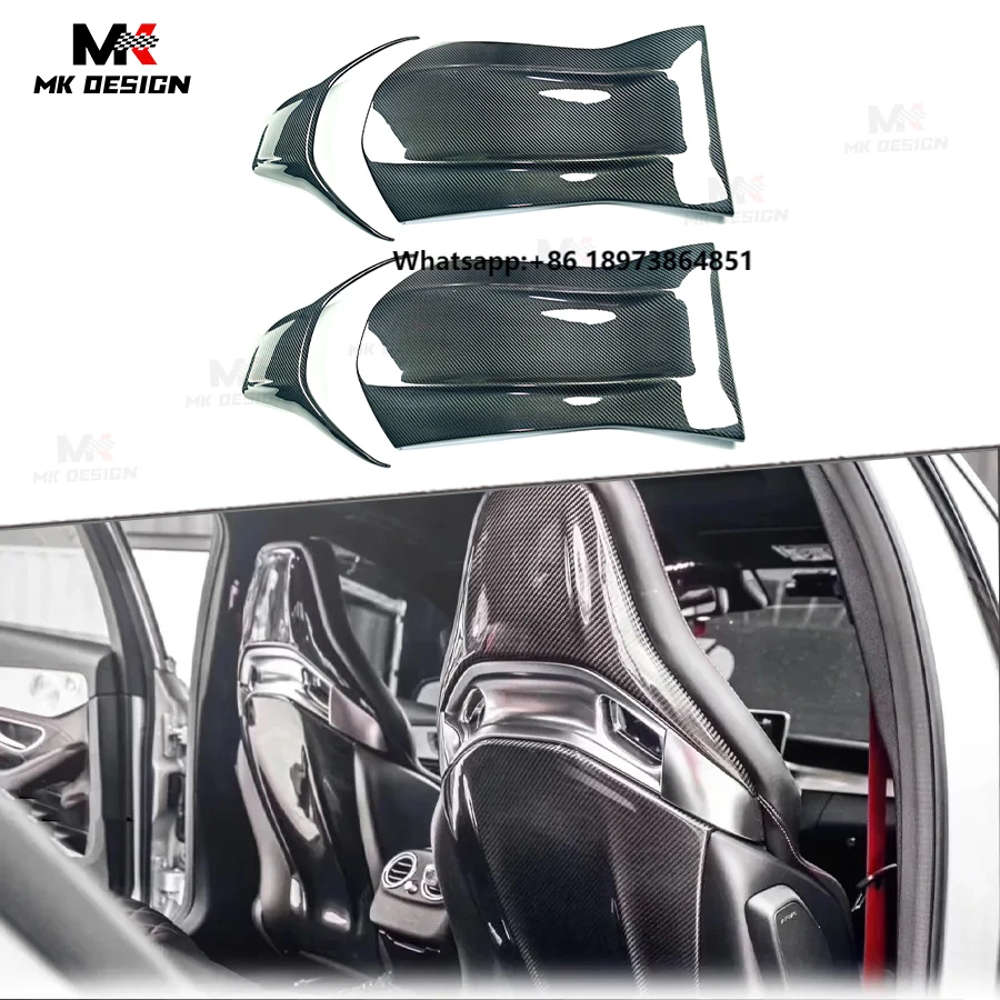 

Real Dry Carbon Fiber Rear Seat Back Cover for A45 AMG GLA45 AMG CLA45 C43 W205 C63 C63s E42 E63 2014+ Auto Parts