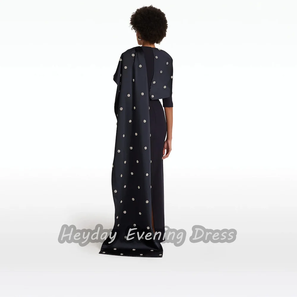 Heyday-Robe de Rhélégante à col rond pour femme, pansement droit, demi-manches perlées, longueur au sol, sexy, mode luxueuse, 2024