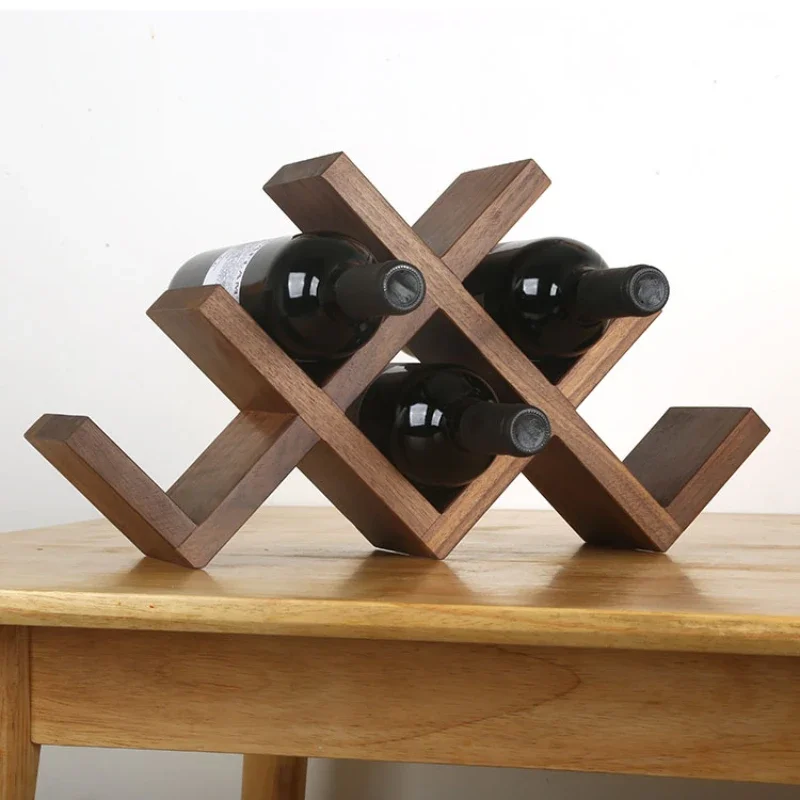 All solid wood black walnut North American oak red wine rack Nordic simple table small wine rack Japanese ornaments